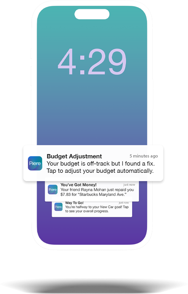 Push notification for automatic budget adjustment