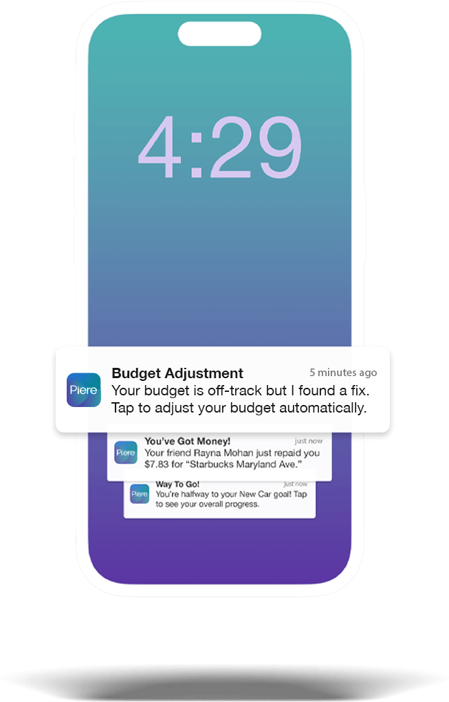Push notification for automatic budget adjustment