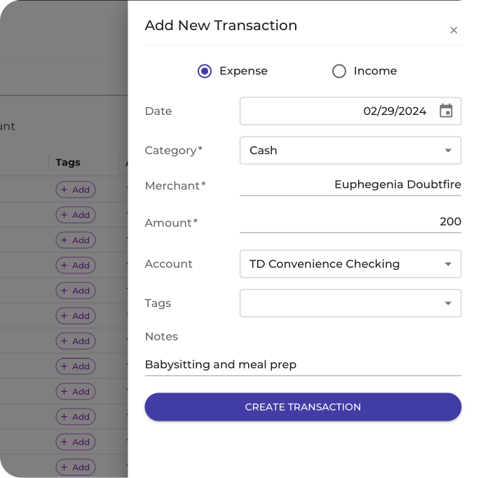 Review and edit transaction page