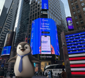 Piere penguin in Times Square