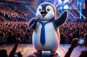 Piere the Penguin on stage