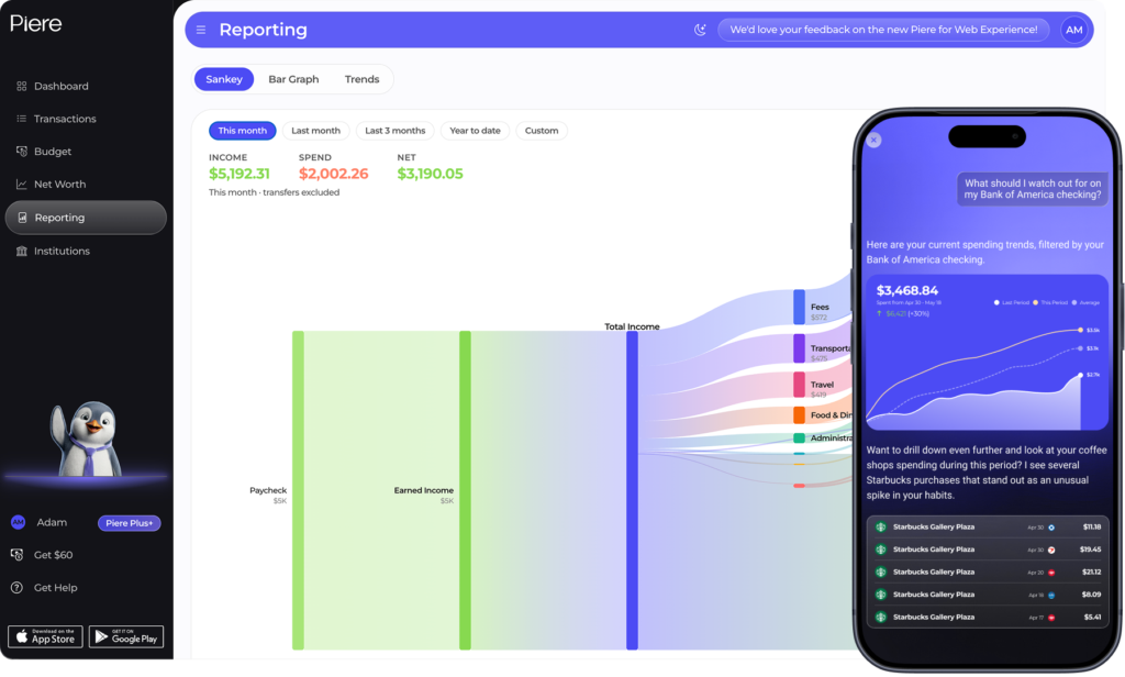 Piere personal financial management app platform